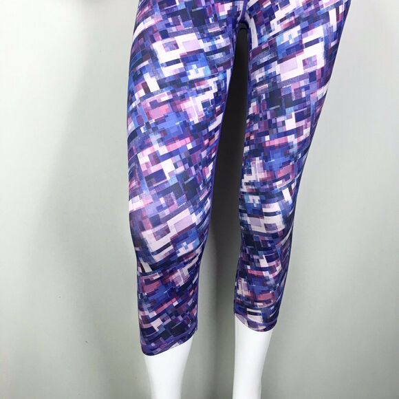 Prana Roxanne‎ Capri Leggings Purple Supernova Fractal Womens Size M Gusset - Picture 3 of 11